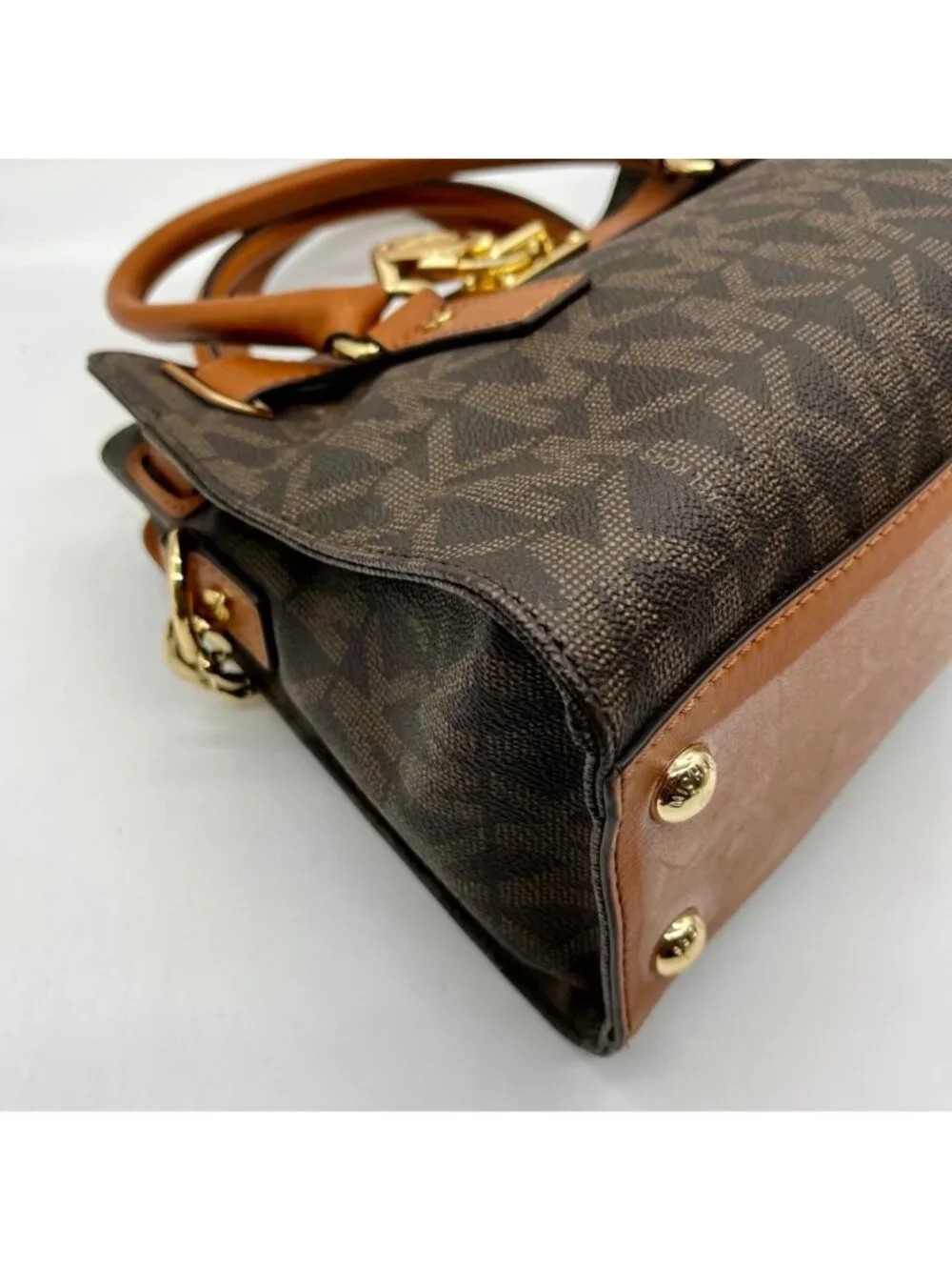Michael Kors Brown Signature Coated Canvas Hamilton East West Satchel Bag